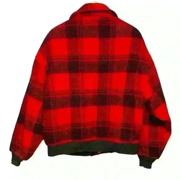 WOOLRICH 🐑 Vintage Plaid Bomber Jacket ❤️🖤❤️🖤 - Picture 12 of 15
